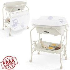 INFANS 2-in-1 Baby Changing Table Bath Tub White