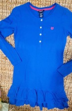 Ralph Lauren Chaps Periwinkle Dress long sleeves M 8-10 Double Ruffle Hem Cotton