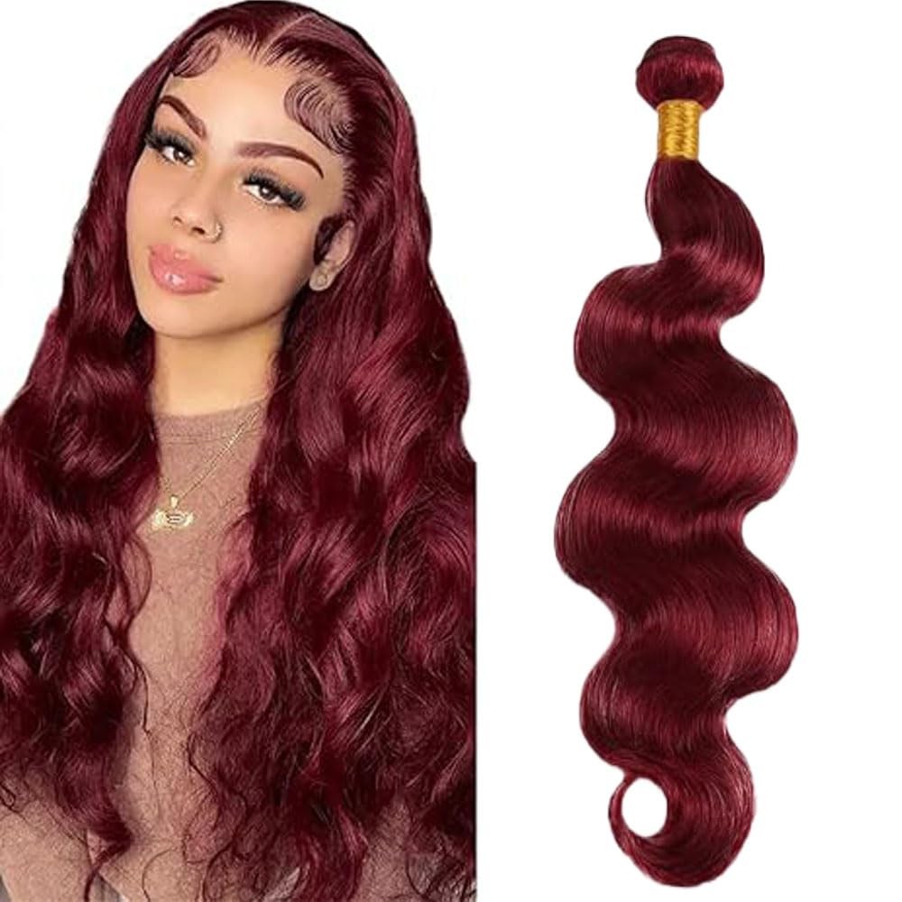 99J Bundle Human Hair Burgundy Human Hair Bundles Body Wave 1 Bundle Color 99...