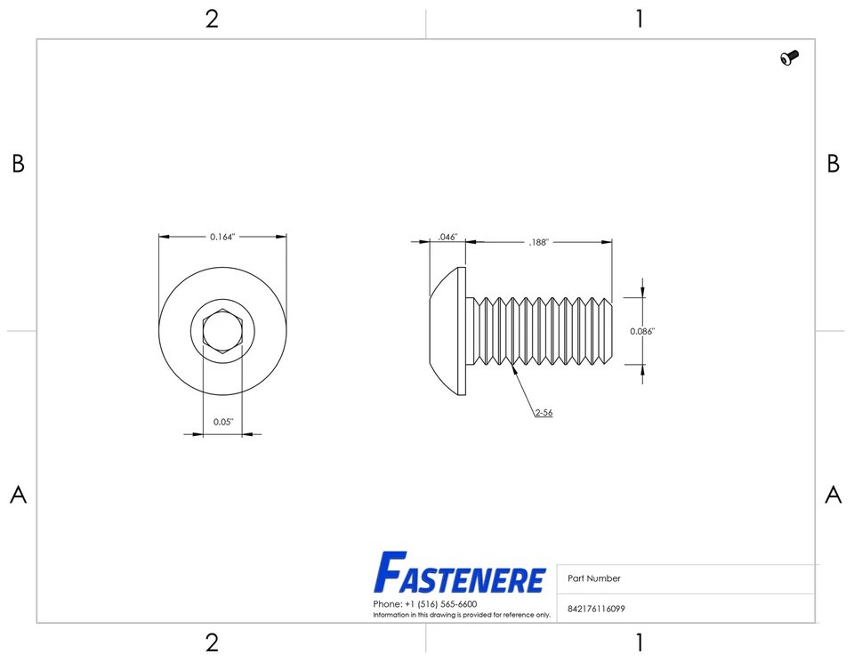 2-56 Button Head Socket Cap Screws Allen Hex Drive Stainless Steel 18-8 Qty 100