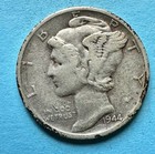 1944-S Mercury Dime. 90% Silver. VF Condition. Wartime Coin. Charity Auction. — photo 1
