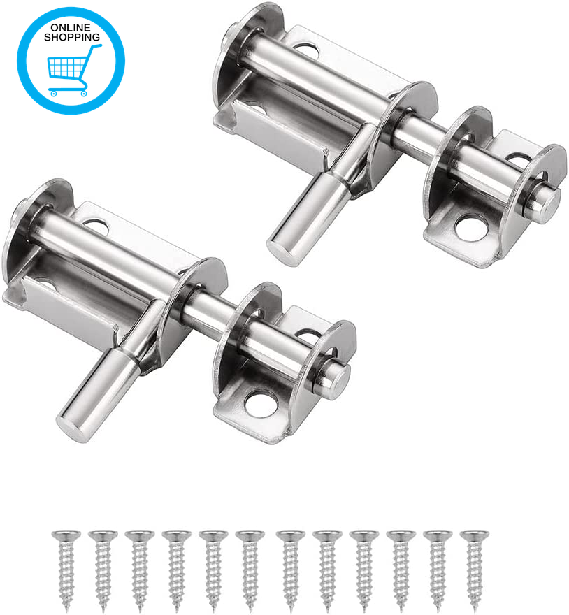 2Pcs Sliding Door Latch Small Gate Latch Bolt Door Lock Mini Bolt Slide Safety w