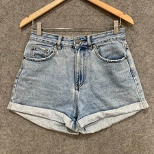 Glassons Denim Shorts Womens Size 10 Blue High Waist Cotton Zip Pockets 17111