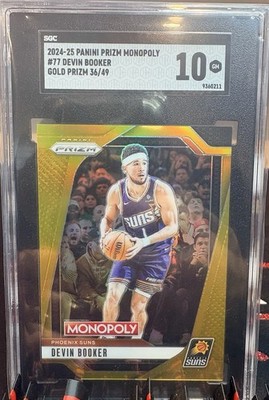 2024-25 Panini Prizm Monopoly Devin Booker #77 Gold Prizm 36/49 SGC 10 Gem Mint