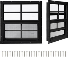 2 Pack Shed Windows,24" X 24" Sliding Windows,Flush Mount House Windows with Tem