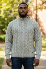 Vintage Polo Ralph Lauren Sweater Mens XL Brown Cable Knit Mock Neck Y2K Retro