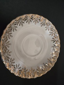 Royal Albert Bone China saucer for cup, vintage, gold decor - (1) only