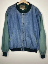 Vintage Essentials International Choice Bomber Jacket Blue & Green Size 2X 27x26