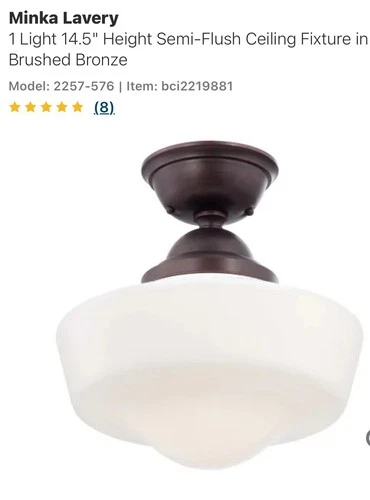 Minka Lavery 2257-576 1 Light 14.5"H Semi-Flush Ceiling Fixture-Brushed Bronze - Picture 3 of 9