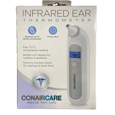 ConairCare Infrared No Contact Ear Thermometer 99.9 Antibacterial Backlit LCD