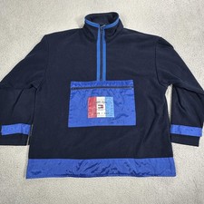 VTG Tommy Jeans Fleece Sweater Jacket Mens Medium Half Zip Pullover Patch 90s