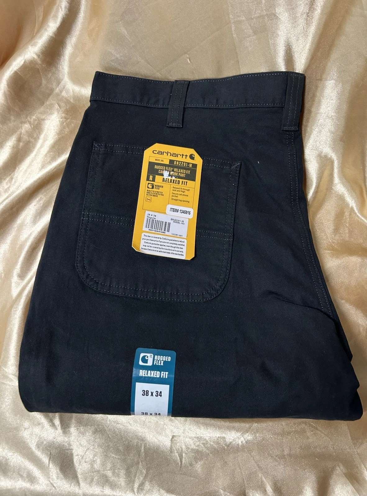 New! CARHARTT 38x34 RELAXED FIT Canvas Dungaree Work Pants black