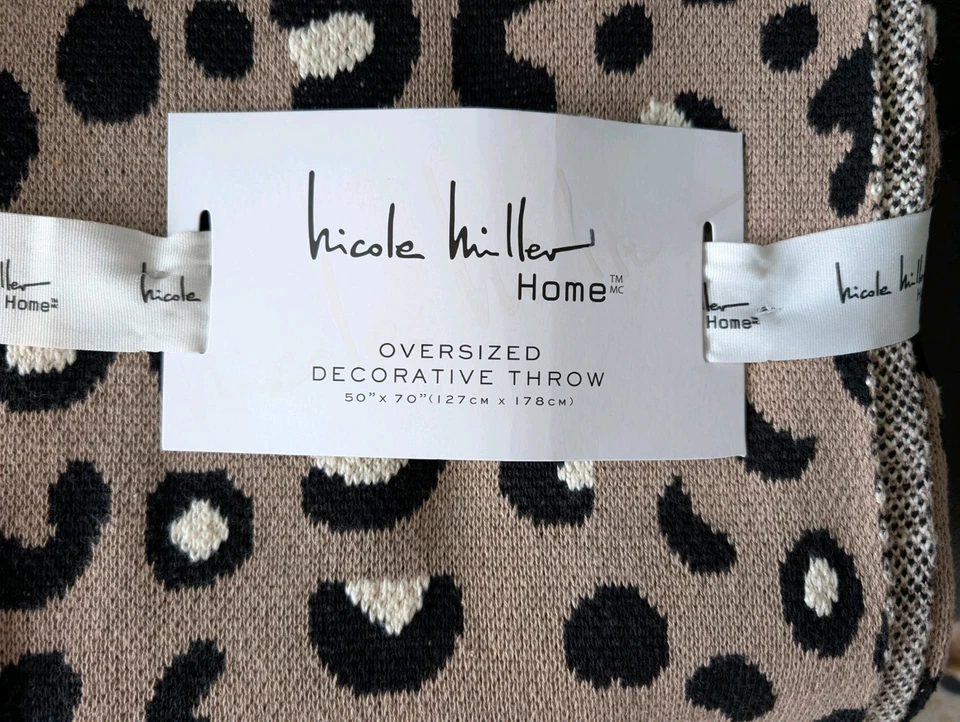 Manta Nicole Miller Leopardo Estampado Animal 50x70" Tejida Suave Cómoda Foto 2 de 3