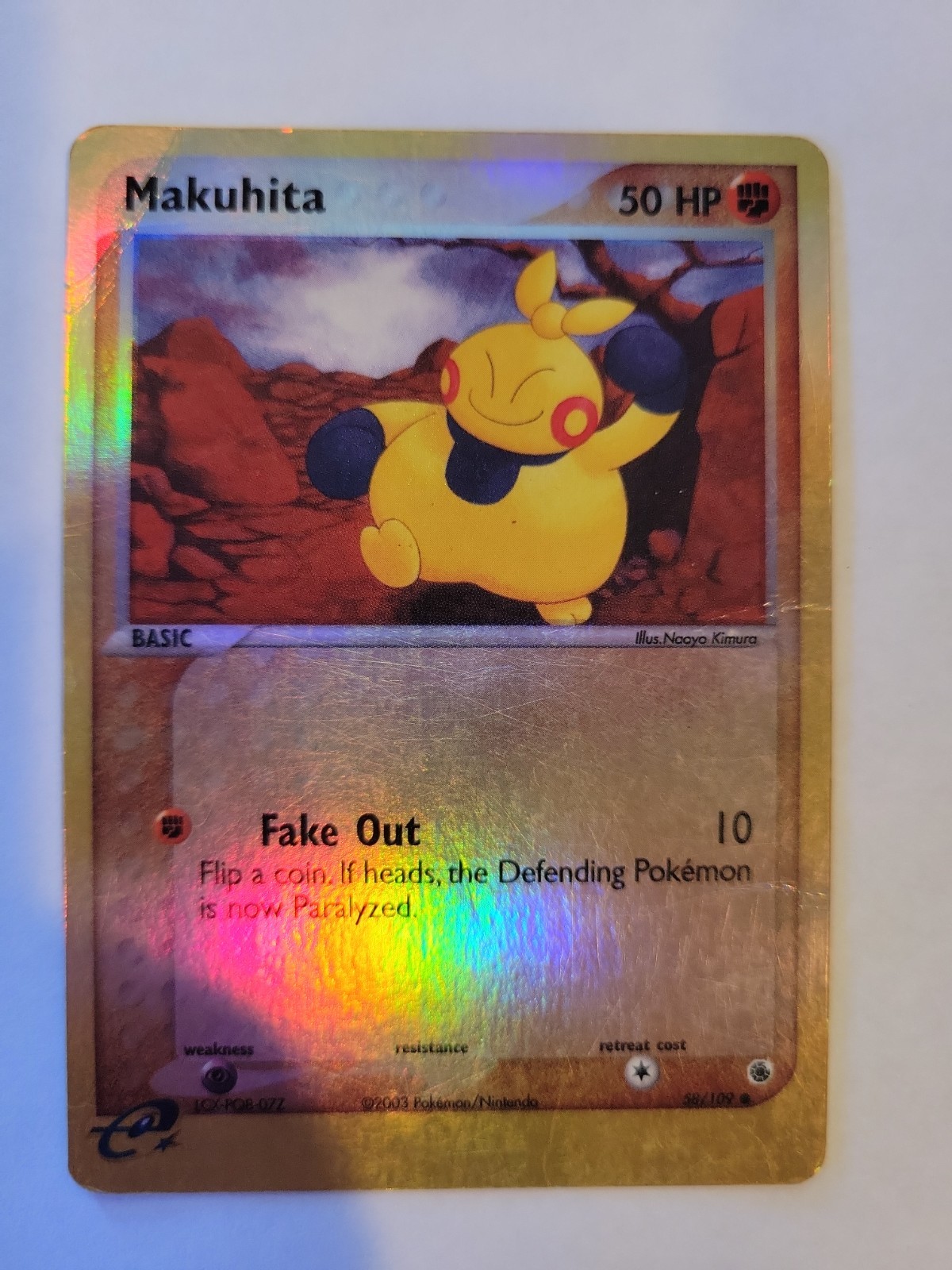 Makuhita 58/109 Ruby and Sapphire Reverse Holo DMG Pokemon Card