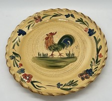 Ceramic Rooster Plate 11.5” Scalloped Edge Country Chic Farmhouse Rooster