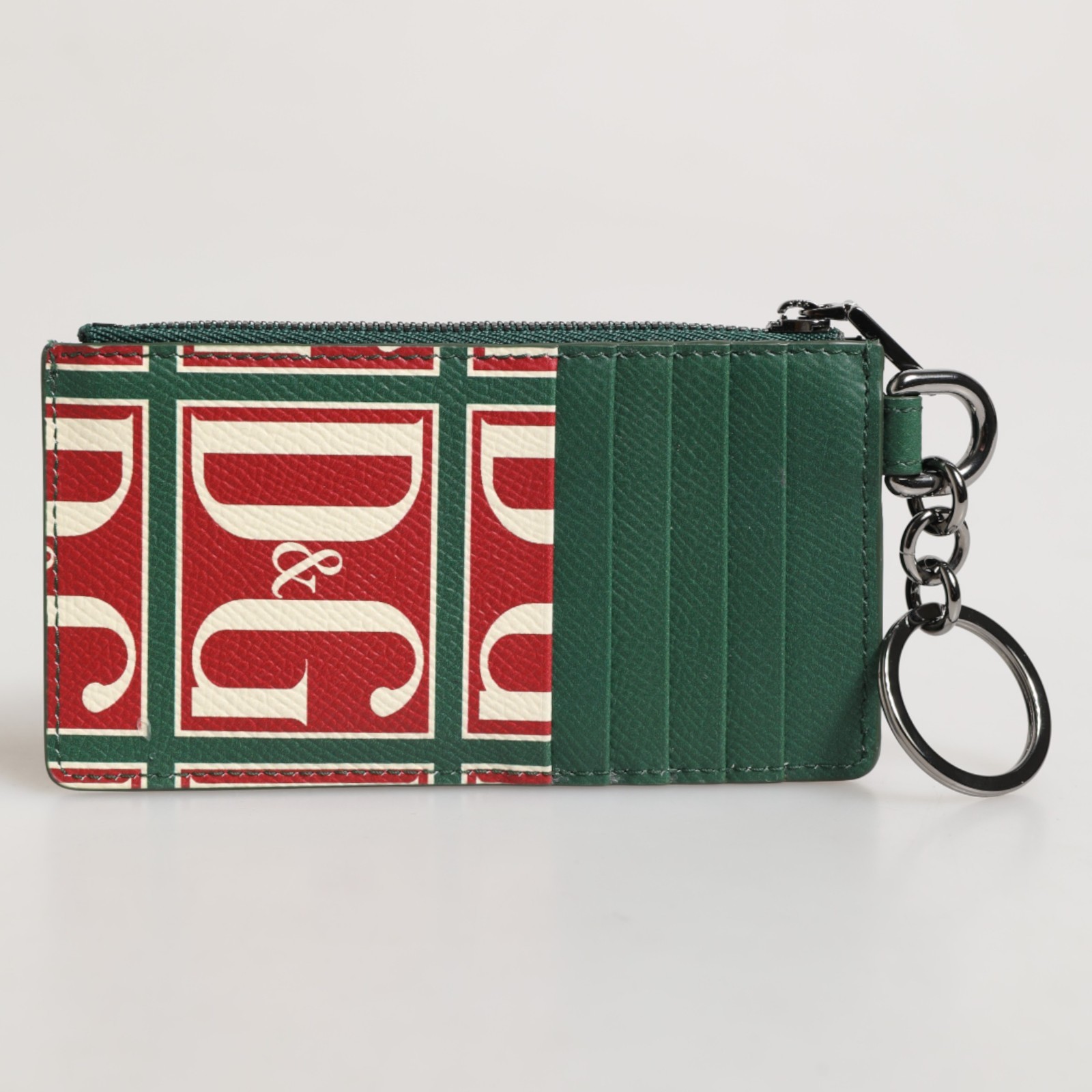 DOLCE - GABBANA Wallet Green Calf Leather Logo Print Monogram Card Holder 370usd 36990₽