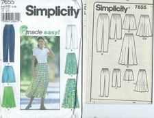 S 7655 sewing pattern FAB Pull-on PANTS SHORTS SKIRT sew sizes L 18-20, XL 22-24