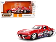 1963 CHEVROLET CORVETTE STINGRAY #63 "CHEVY RACING" RED 1/24 MODEL BY JADA 36594