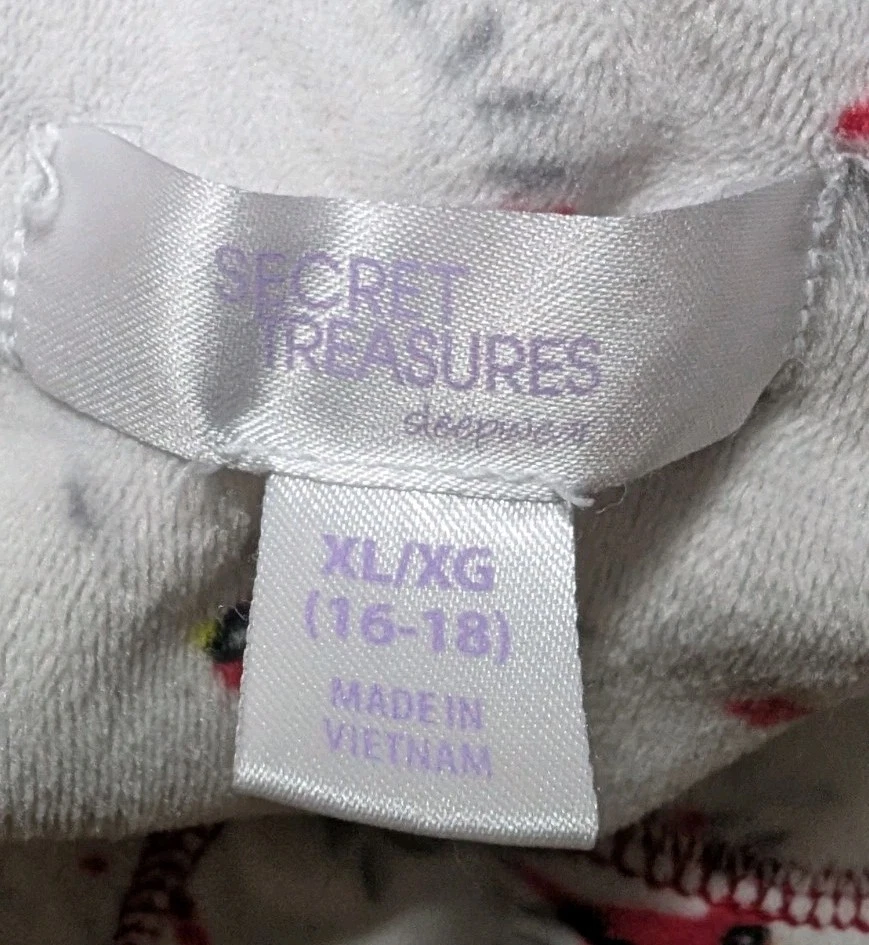 SECRET TREASURES White Red CARDINAL Bird Cozy Soft PLUSH 2 Pc Pajamas Women's XL - Image 3 of 4