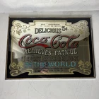 Vintage Coca-Cola Mirror Sign - "Relieves Fatigue" 5 Cent Advertising - Large