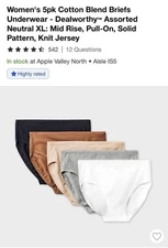 Deal Worthy Briefs Womens XL 5 Pack Underwear Multicolor Neutral Black, NudeWhit