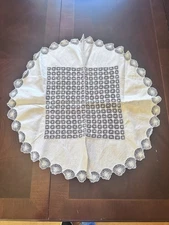 Vintage Lace Italian Handmade White Round Centerpiece Tablecloth 21” Fine Wow