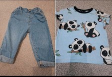Toddler Boy Next Outfit, Jeans And Tshirt, 12-18 Months, Pandas