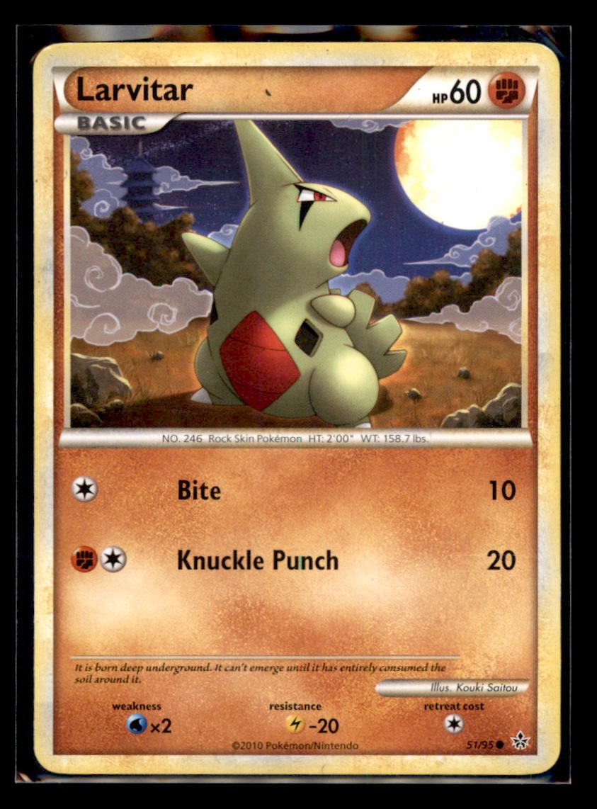 LARVITAR 51/95 COMMON HGSS UNLEASHED POKEMON LP
