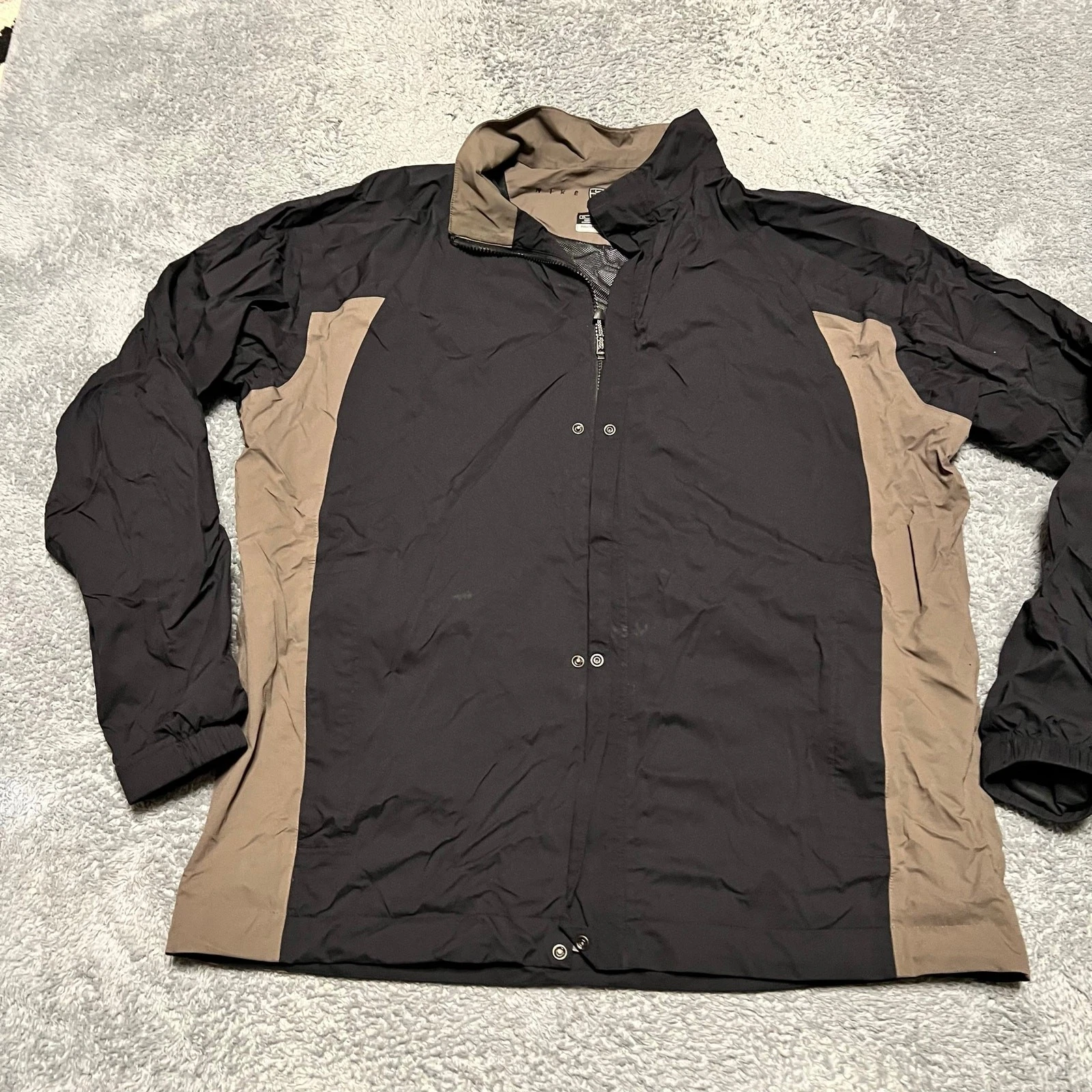 Nike Golf Jacket Mens XL Black Brown Storm Fit Zip Windbreaker Coat