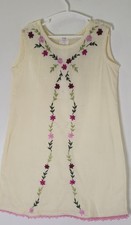 Creamy Homemade Embroidered Dress For Young Girls(2PC)