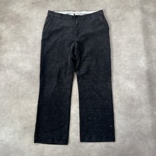 Vintage Cord Trousers Mens 32" Corduroy Straight Fit Pants, Black