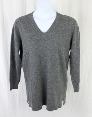 Neiman Marcus Women's Black 100% Cashmere V Neck Long Sleeve Pullover Sweater XL