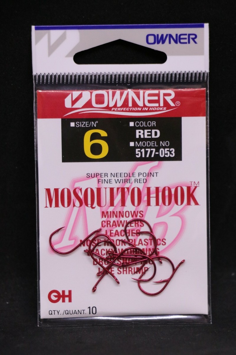 OWNER Mosquito Bait Hooks 5177-053 Size 6 - Red - Pack of 10