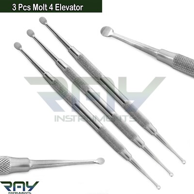 3 Pcs Dental Periosteal Molt 4 Elevators Bone Curette Double Ended Instruments