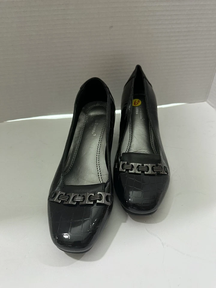 Mocasín Pierre Dumas negro vintage imitación piel de cocodrilo tacones para mujer talla 6,5 Foto 4 de 4