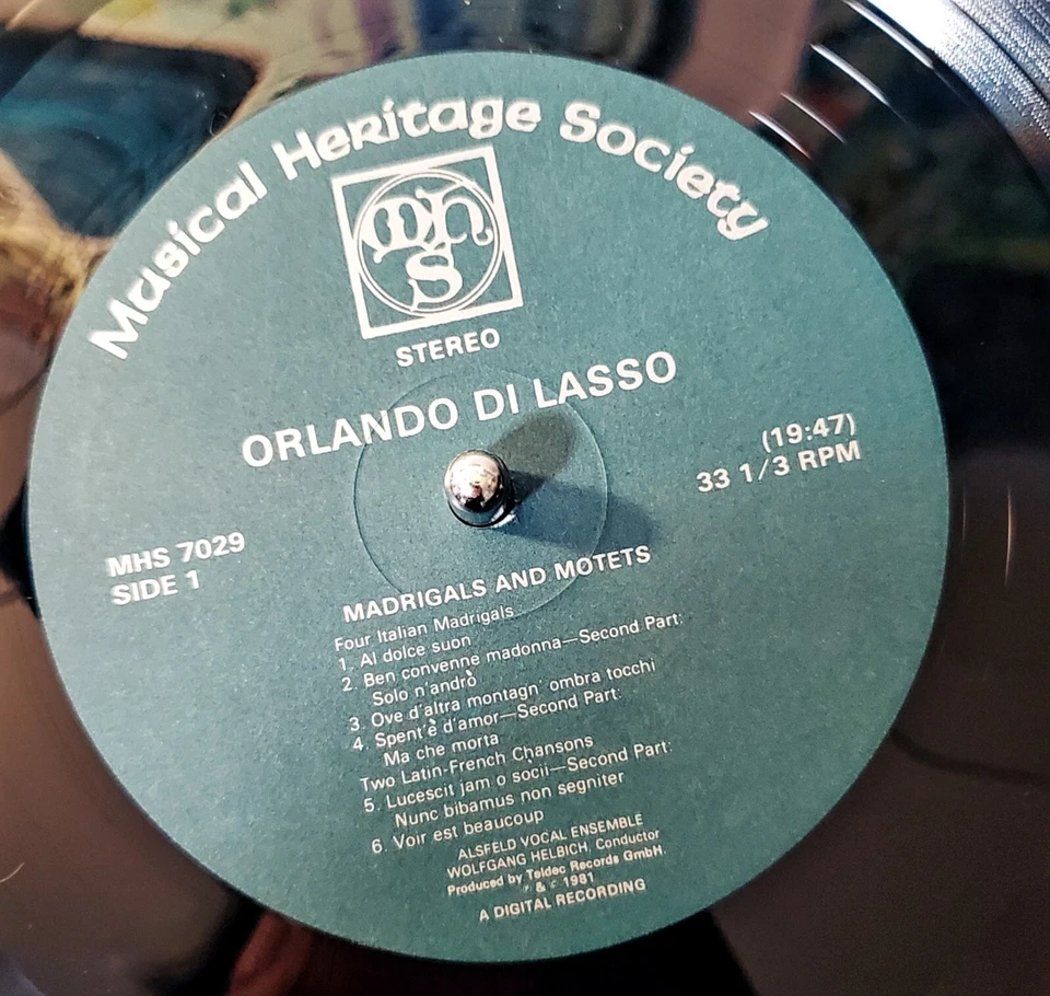Orlando Di Lasso-Madrigals and Motets LP, 1994 MHS EXC+/MINT! - Image 3 of 3