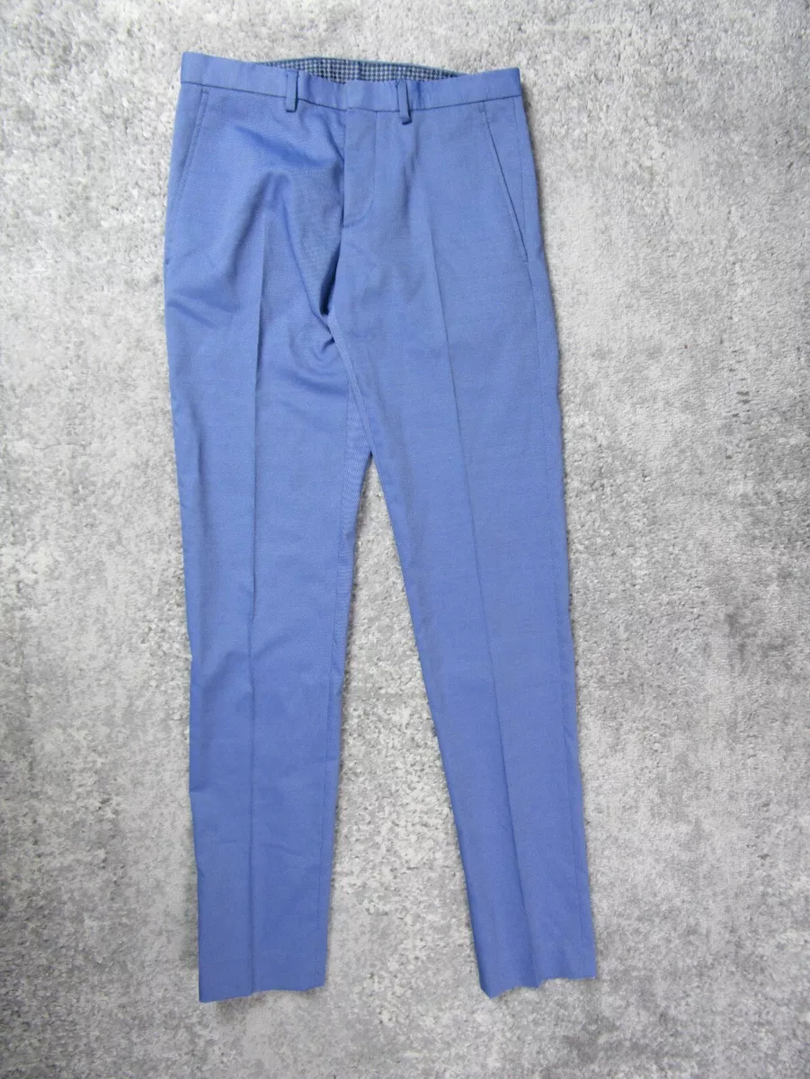 Zara Pants Mens 30 Man Dress Blue Bottoms Pleated Business Work Formal  Slacks