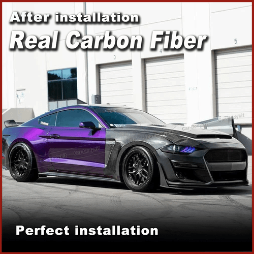 Fit For Ford Mustang 2018-2023 Real Carbon Exterior Side Fender Vent Cover Trim - Picture 4 of 9