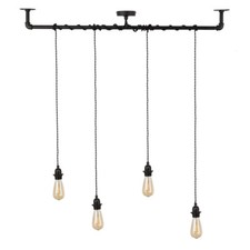 Luiggi Steampunk 4 Light Wrap Over Pipework Ceiling Light (Satin Black) MINISUN