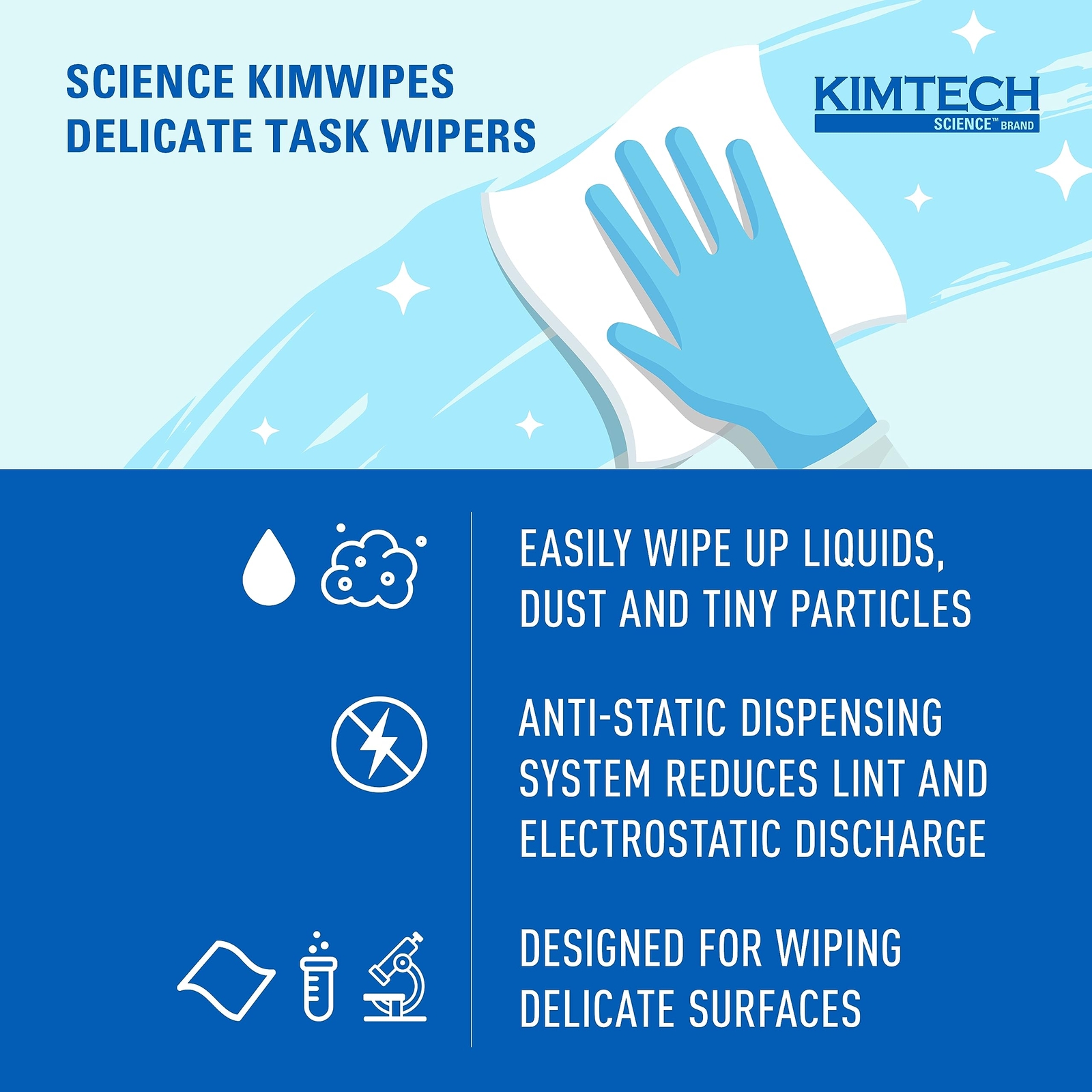 KIMTECH 34155 Kimwipes Delicate Task Kimtech Science Wipers, White, 1-PLY, 60