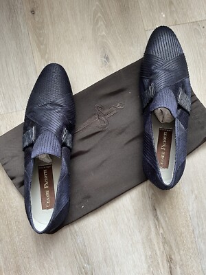 CESARE PACIOTTI US 6.5 Elegant Navy Color LOAFERS ITALIAN Silk