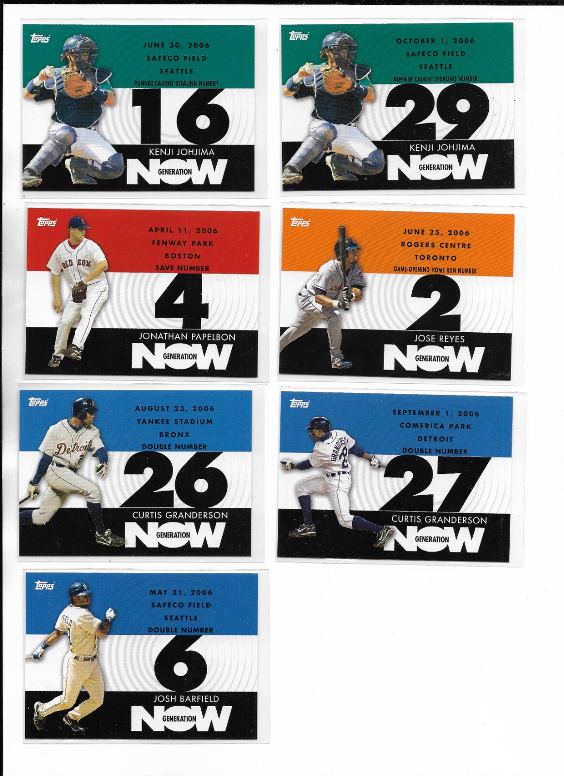 2007 Topps GENERATION NOW Pick-A-Card Morneau Wright Wang Napoli Zimmerman +++