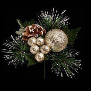 Immagini Di Natale Glitter.Palla Di Natale Glitter Bacche Di Pine Cone Spray Stelo Champagne Oro Ebay