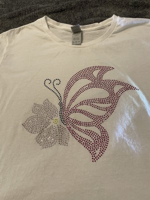 Custom  Butterfly Rhinestone T Shirt
