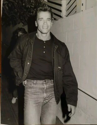 Arnold Schwarzenegger Photographed At Spago Restaurant, 1987, Original Type 1...