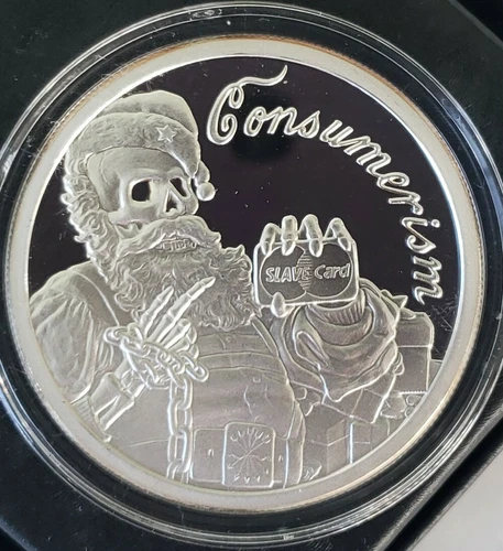 2 OZ .999 PURE SILVER SHIELD PROOF CONSUMERISM MEMBERS ROUND COIN CHRISTMAS COA