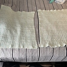 Baby Blanket Homemade Crochet 30X 36  Blues,Yellow, Green,White 2 Blankets 