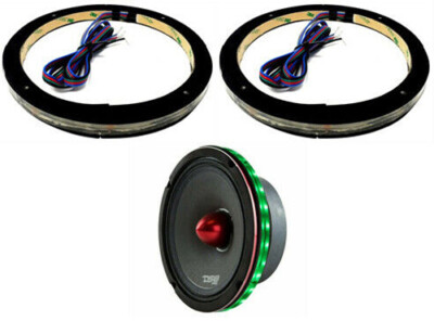 2 DS18 12'' Universal RGB LED Clear Speaker Subwoofer Sub 1/2'' Spacer Rings Pair