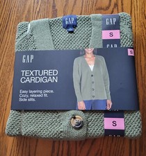 NEW Women's Clover Green GAP Button Textured Cardigan Easy Layer Cozy Size Small