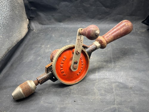 VINTAGE STANLEY HAND DRILL NO. 803 ENGLAND MANUAL EGG BEATER STYLE TOOL